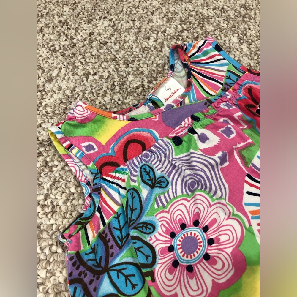 Hanna Andersson Girls 6-7 (120cm) Vibrant Multi-Colored Sleeveless Shift Dress - Picture 3 of 12